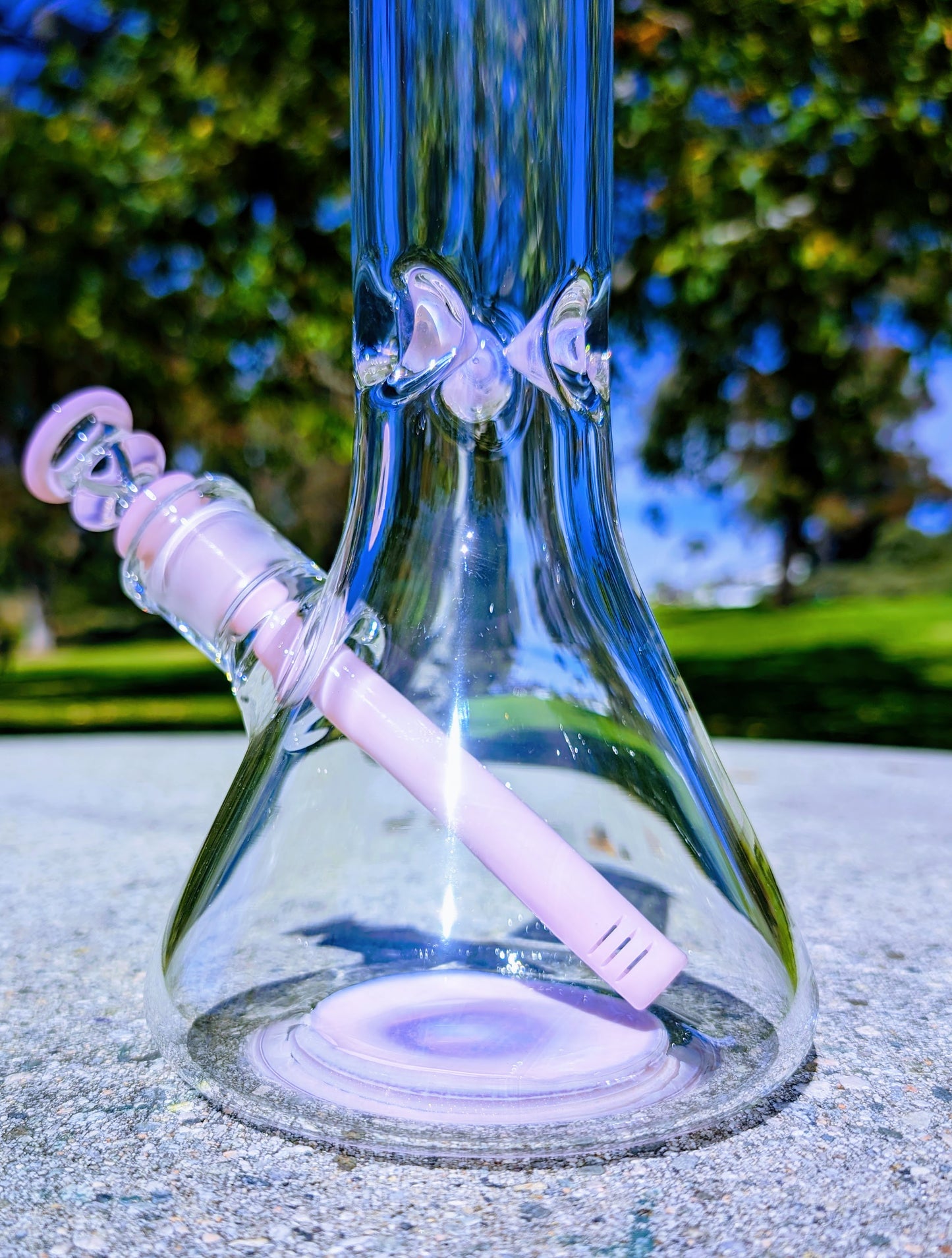 14" 9mm Pink & Black Heavy Glass Beaker Bong