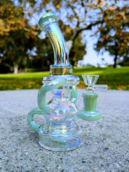 8" Green Rainbow Matrix Recycler Rig