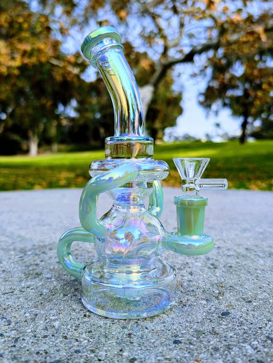 8" Green Rainbow Matrix Recycler Rig