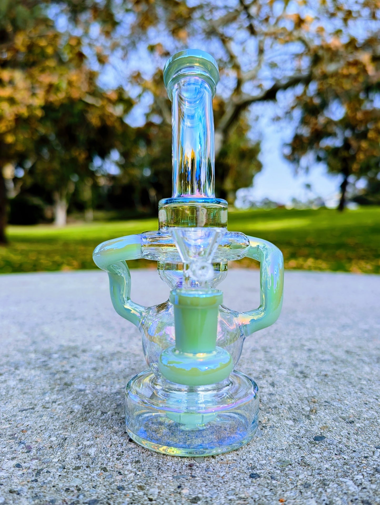 8" Green Rainbow Matrix Recycler Rig