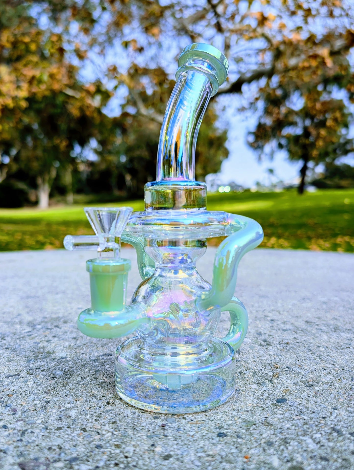 8" Green Rainbow Matrix Recycler Rig