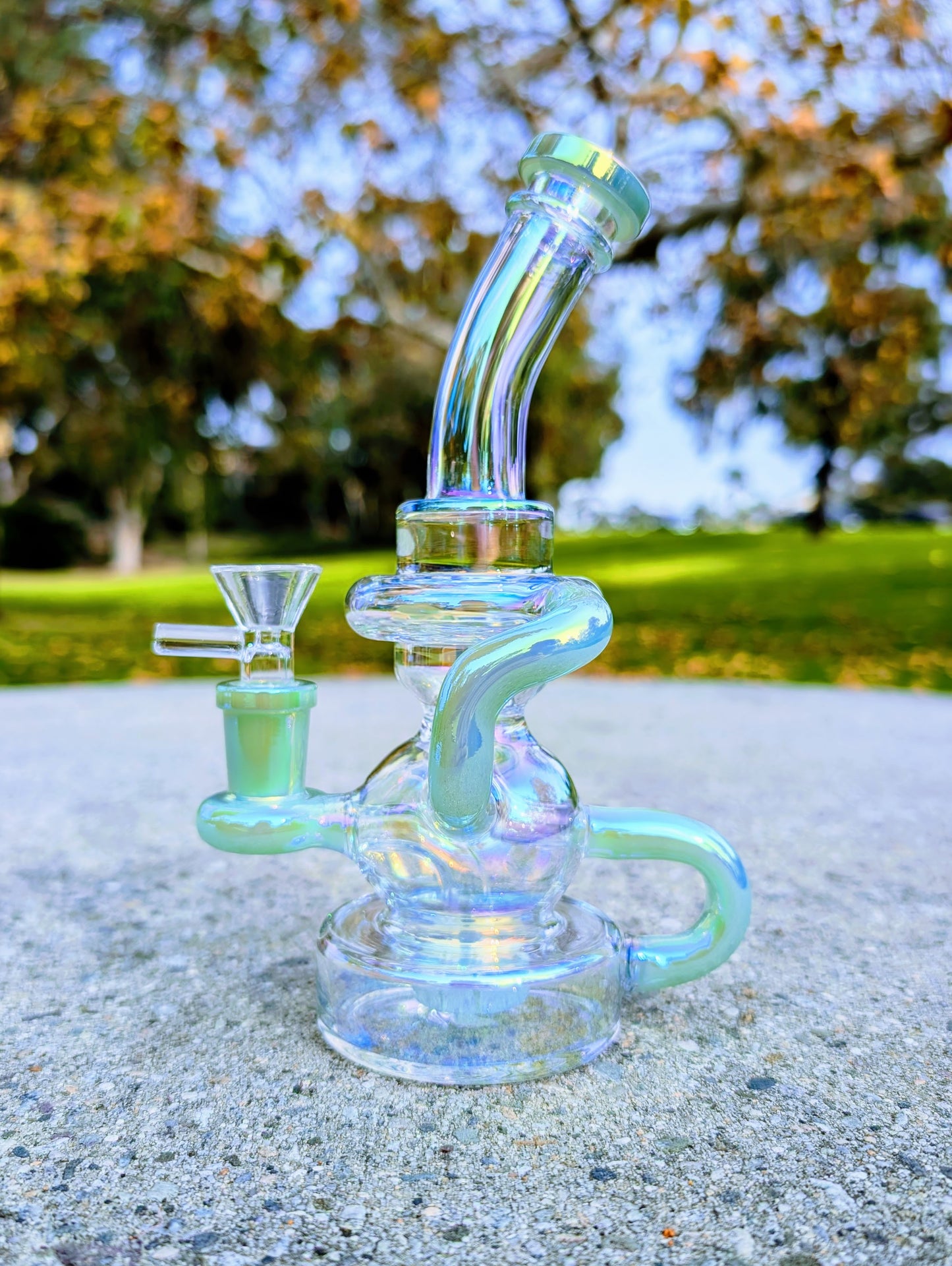 8" Green Rainbow Matrix Recycler Rig