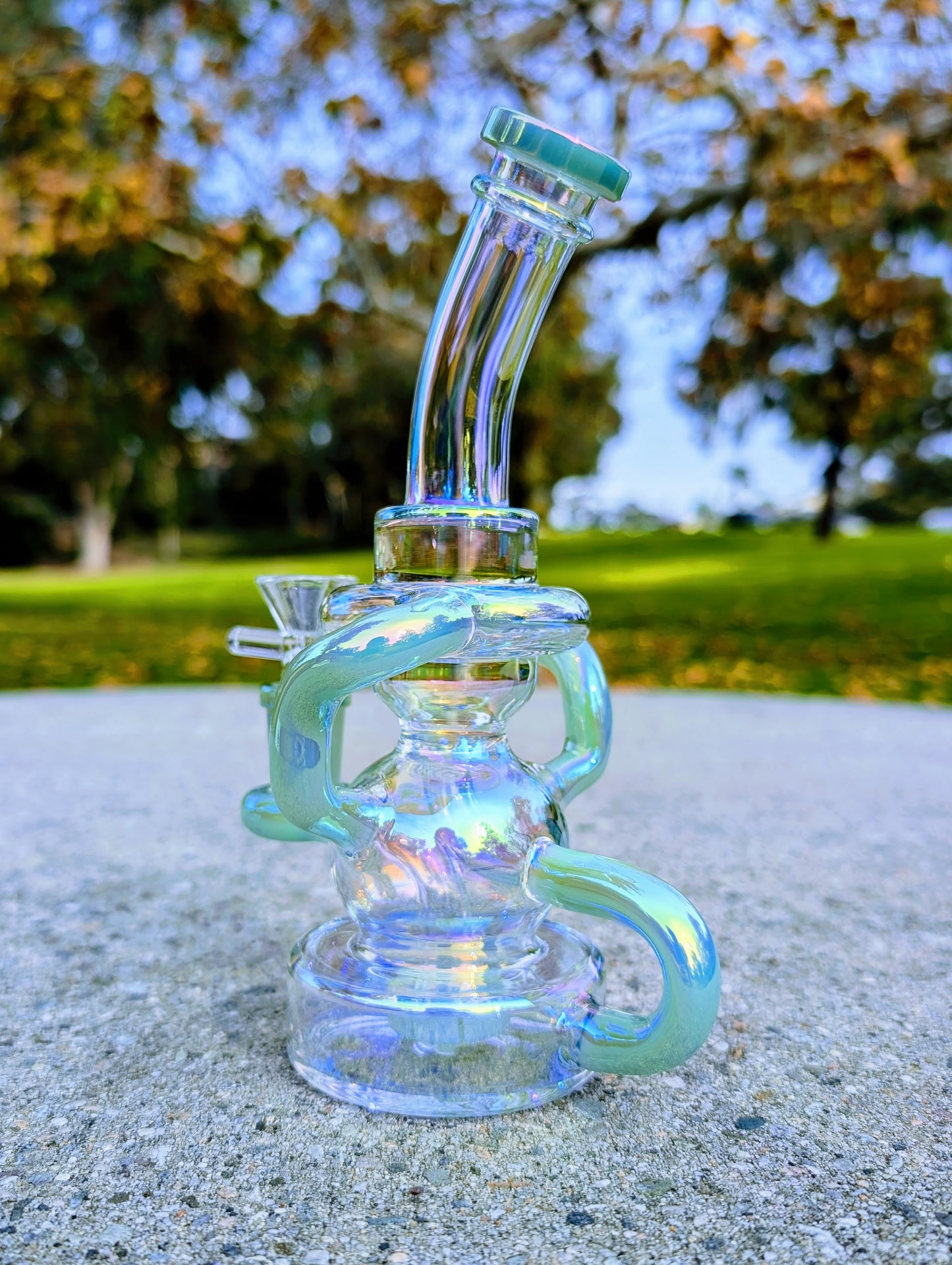 8" Green Rainbow Matrix Recycler Rig