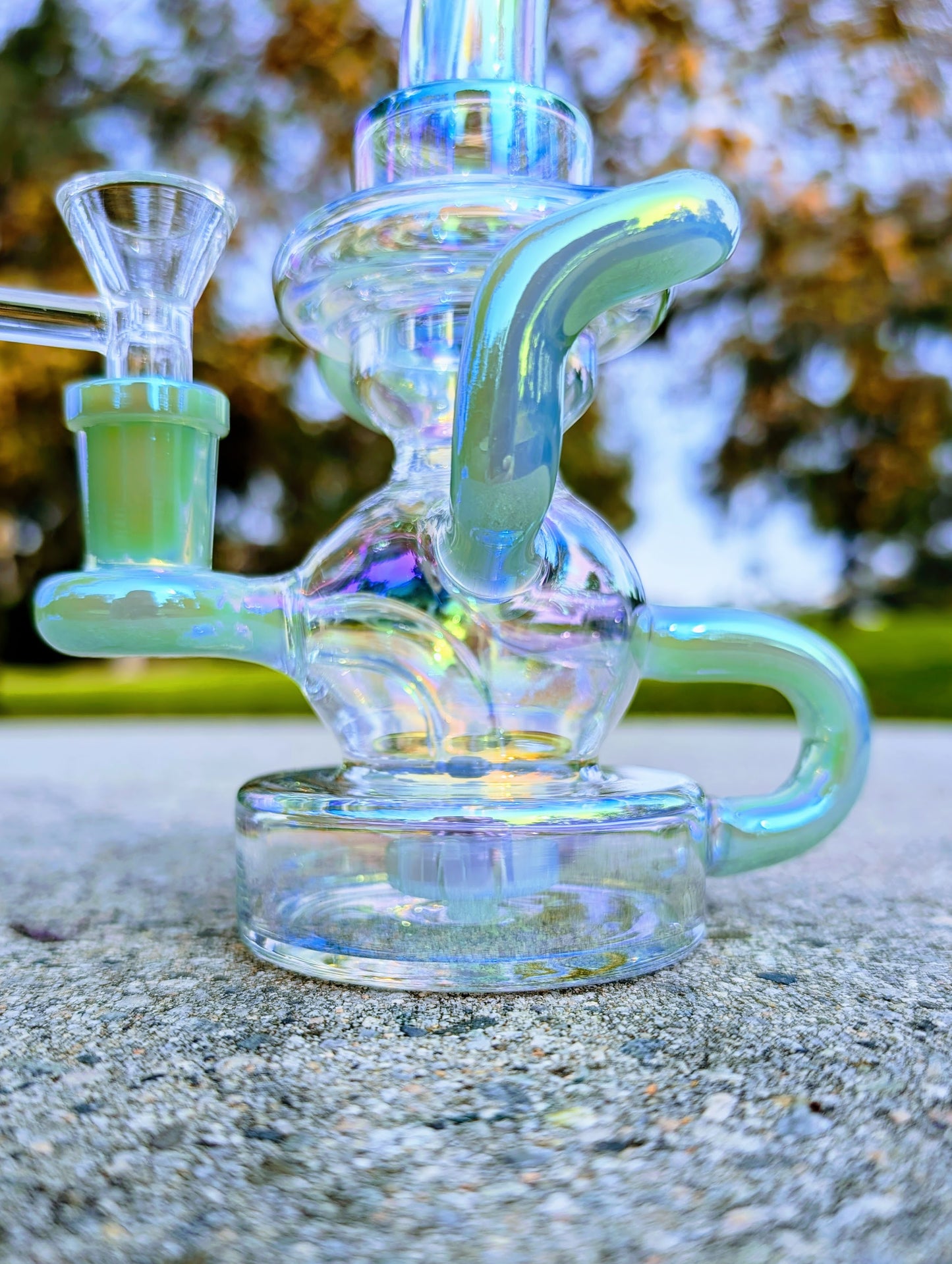 8" Green Rainbow Matrix Recycler Rig