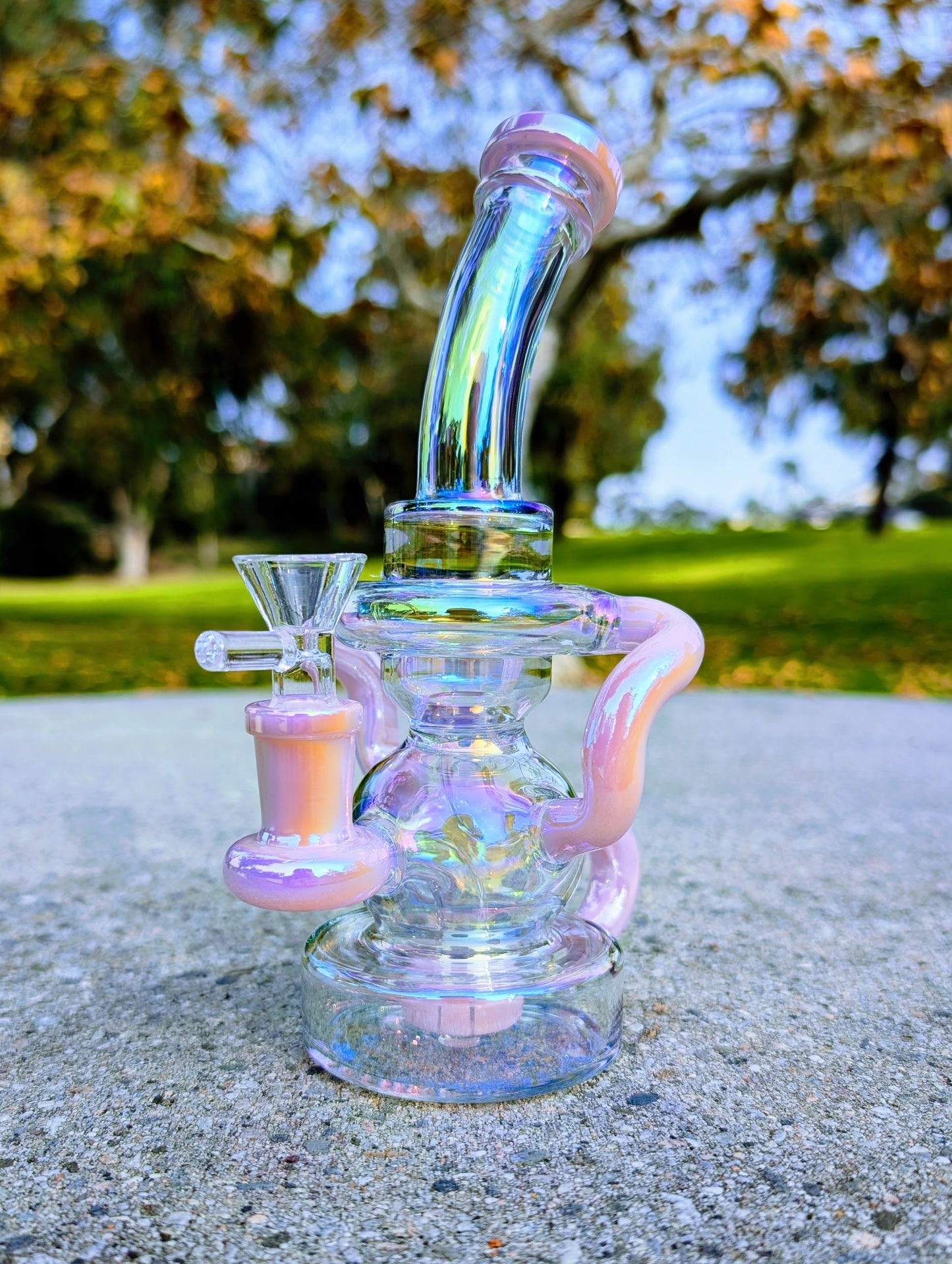 8" Pink Rainbow Matrix Recycler Rig