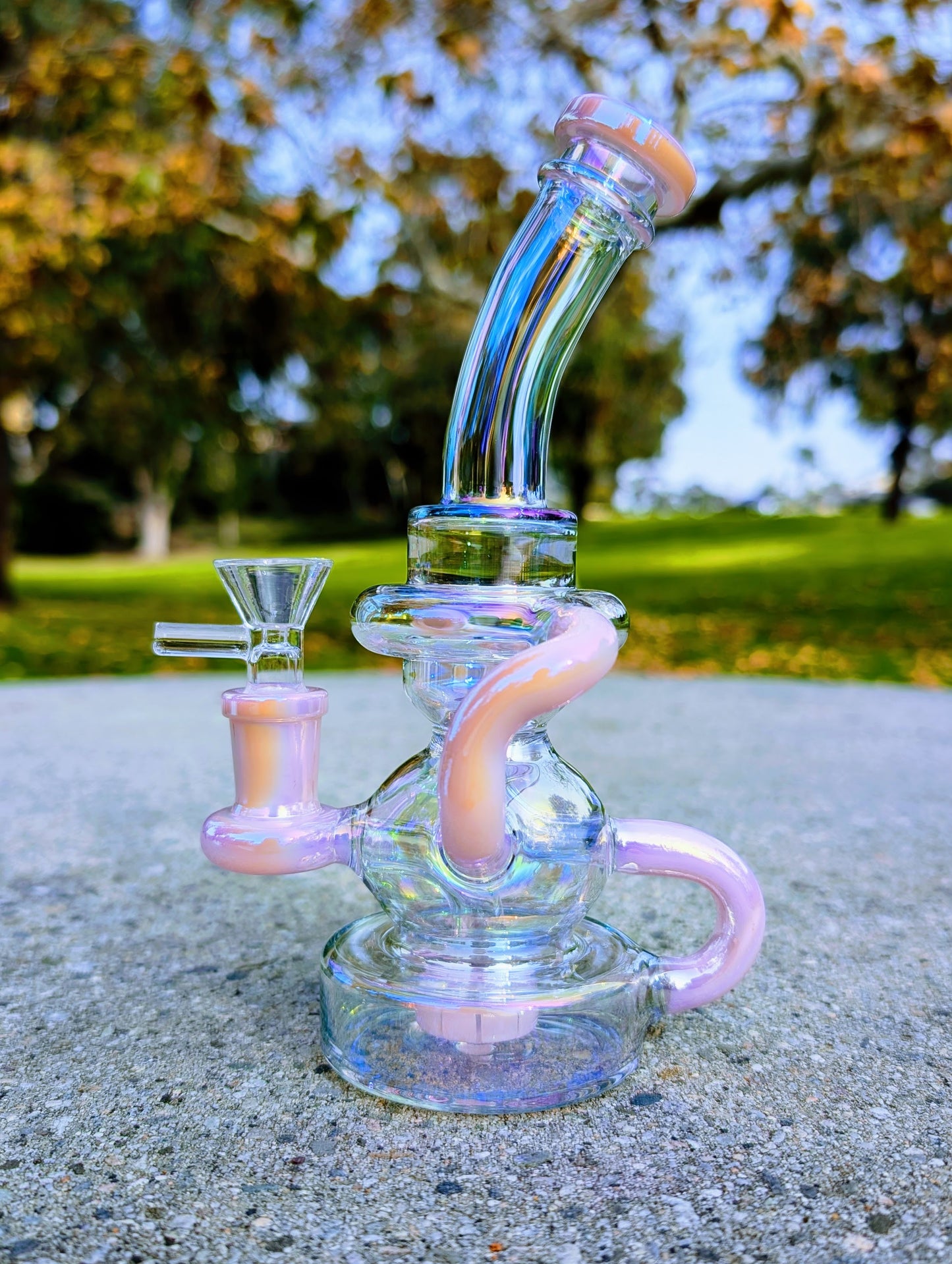 8" Pink Rainbow Matrix Recycler Rig