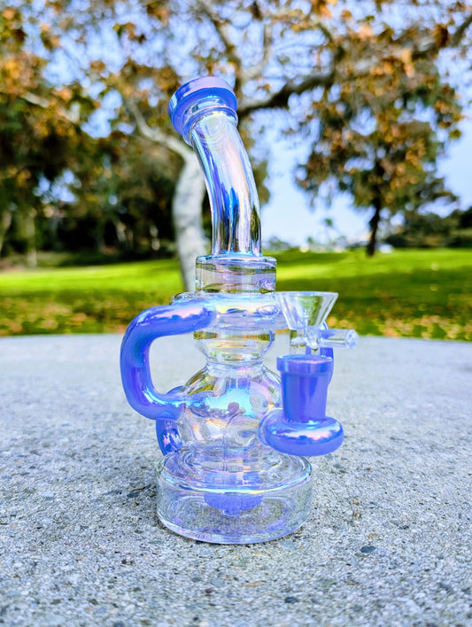 8" Blue Rainbow Matrix Recycler Rig