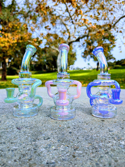 8" Blue Rainbow Matrix Recycler Rig