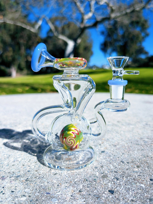 6” Blue Wig Wag Vortex Recycler Rig