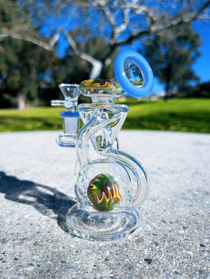 6” Blue Wig Wag Vortex Recycler Rig
