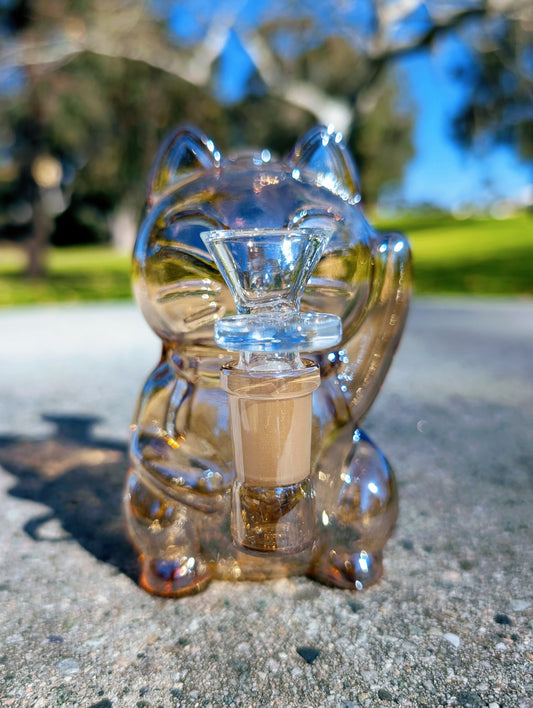 5.5" Gold Waving Lucky Cat Maneki Neko Rig