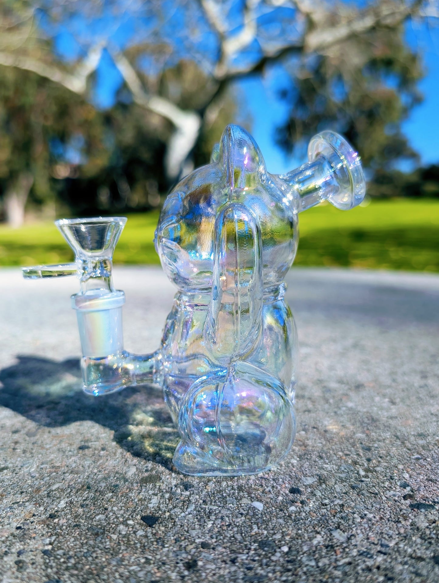 5.5" Rainbow Waving Lucky Cat Maneki Neko Rig