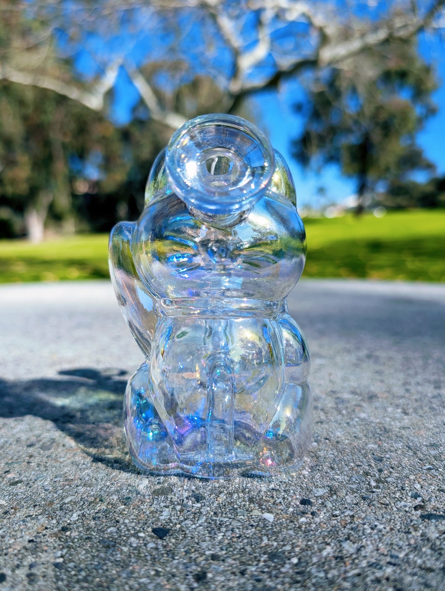 5.5" Rainbow Waving Lucky Cat Maneki Neko Rig