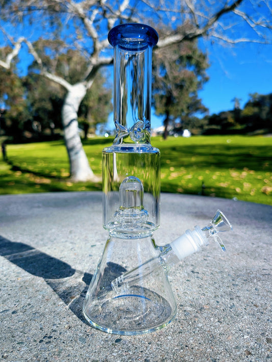 11" Blue Matrix Perc Beaker Premium Quality Glass Bong