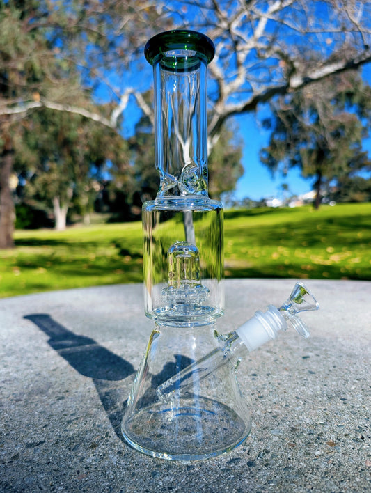 11" Green Matrix Perc Beaker Premium Quality Glass Bong