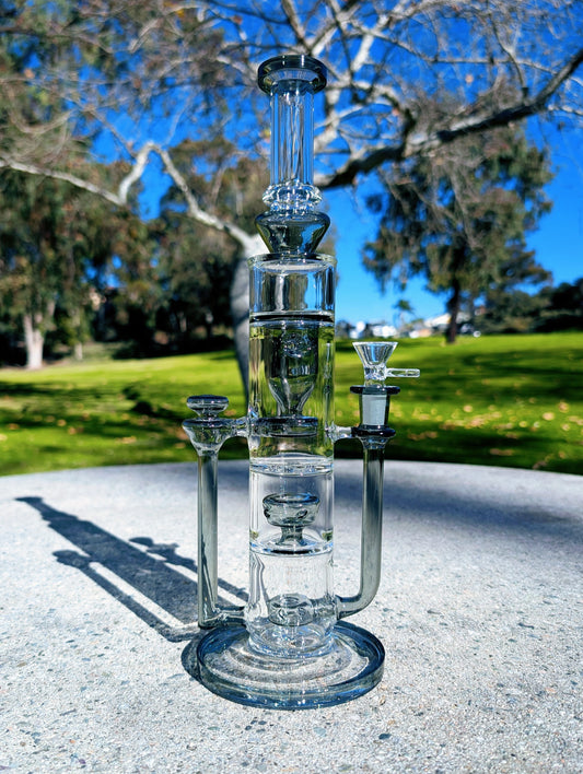 14" Black Triple Chamber Recycler Bong
